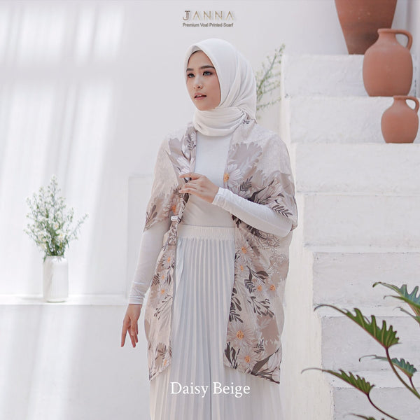 PREMIUM OUTER SCARF - THE DAISY SERIES BEIGE
